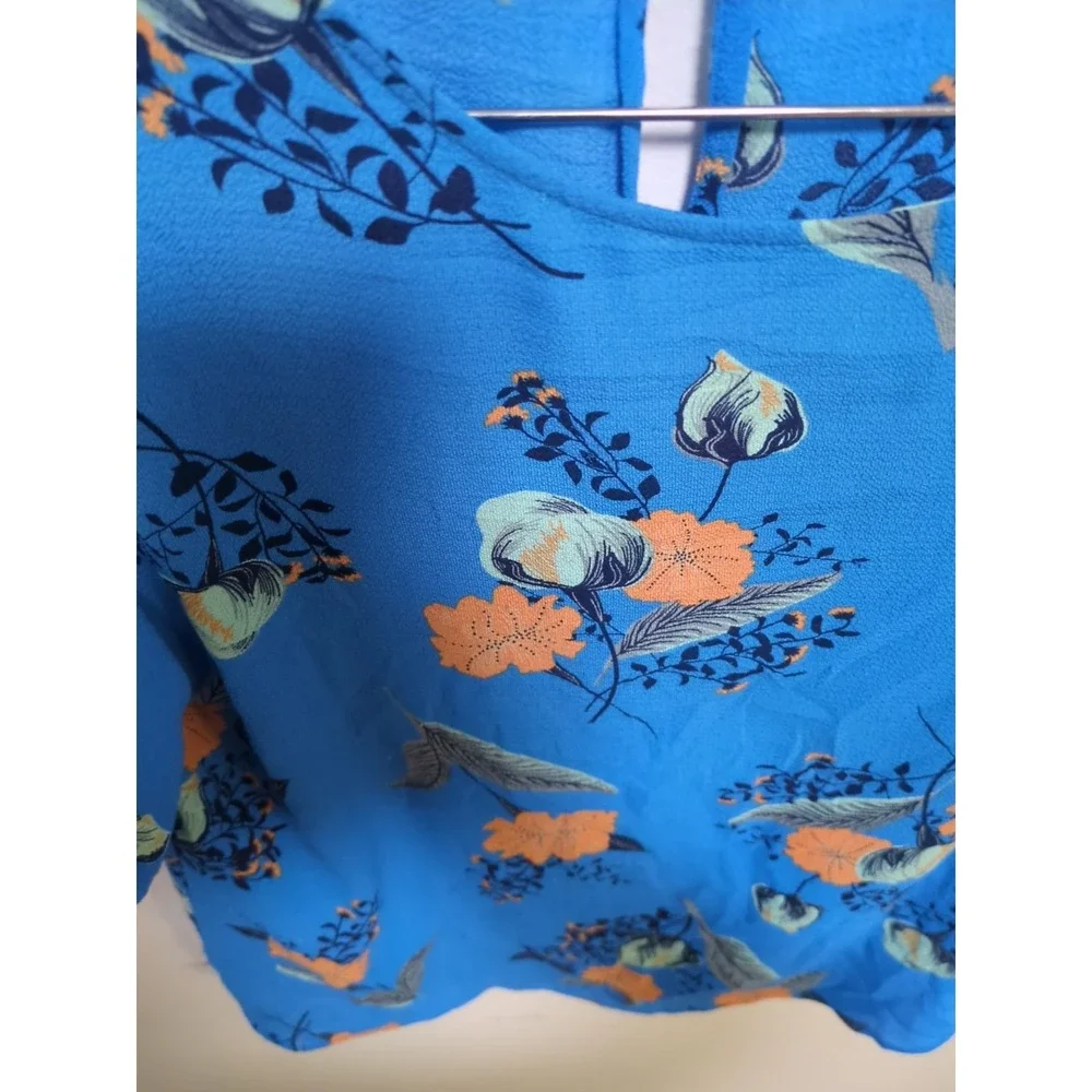 Blue Floral Violet And Clair Women's Sz M Blouse‎ - Picture 3 of 4